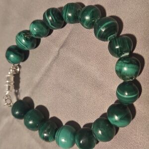 Authentic Malachite Beaded Bracelet  12mm Stones
